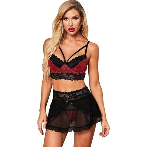 New Ladies Sexy Plus Size Lingerie Woman Set Erotic Transparent Bra Cosplay Sexy Costumes Vintage Lingerie Sleepwwear Nightwear