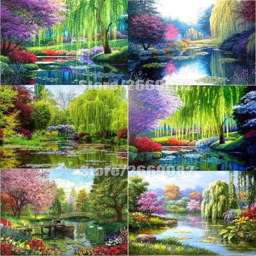 Landscape Diamond Painting Full Square Cross Stitch 5D DIY Diamond Embroidery Tree Bead Picture Kits Wall Art Gift TT1382