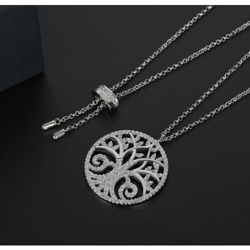 Simple Hollow Tree Of Life Womens Necklaces Silver Color Zircon Mom Lovers Girlfriend Jewelry Zk30