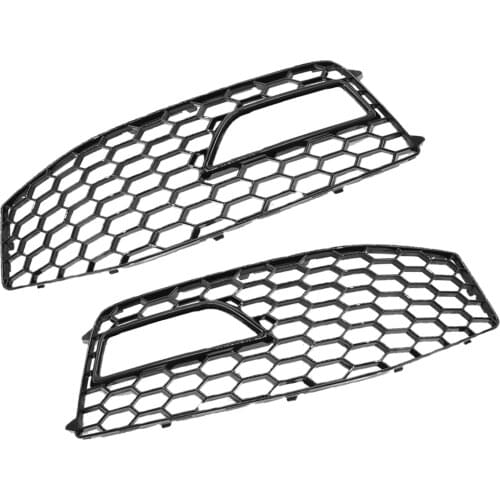 1 Pair Fog Light Grilles Fog Lamp Frame for RS4 Style S-Line 2013-16 Front Bumper Gloss Black