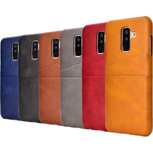 Luxury Leather Back Cover Case for Samsung Galaxy A6 A6+ A7 2018 Retro Hand Sewing Cover for Galaxy A6 A7 2018 With Card Slots