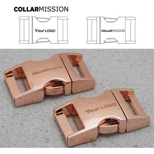 Retail metal engraved side release curved buckles durable hardware strong security lock puppy collars parts Zinc Alloy CK20M02