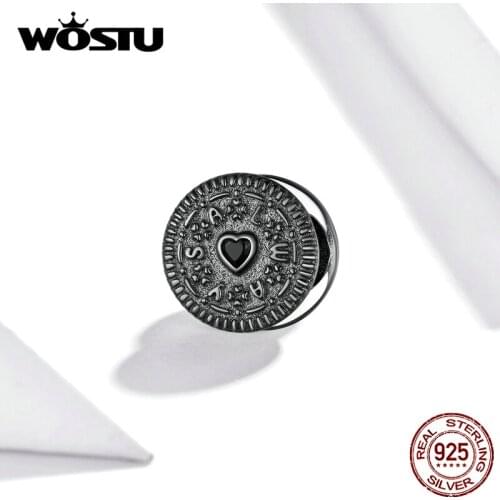 WOSTU 2020 925 Sterling Silver Sandwich BiFIuit Charm for Original Bracelet & Bangle Women Silver Jewelry Making Gift DAC352