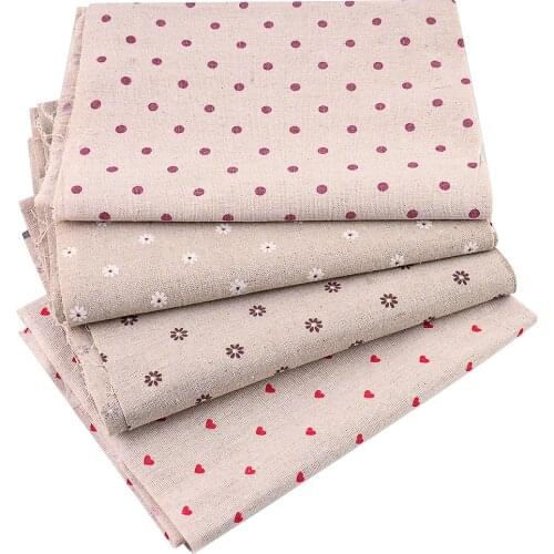 TERAMILA Red Heart Design Cotton Linen Fabric Sewing Material Tablecloth Pillow Bag Curtain Cushion Decoration