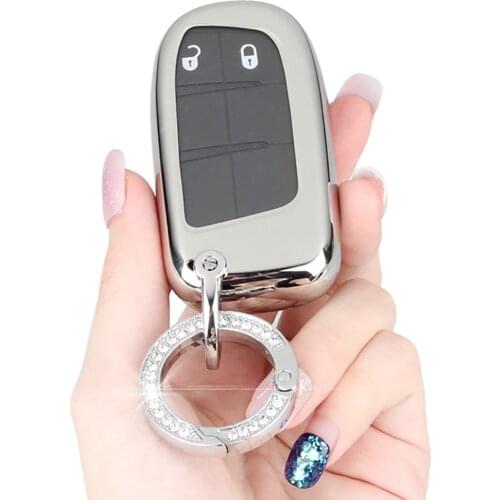TPU Key Fob Cover with Keychain for Jeep Grand Cherokee Renegade Chrysler 200 300 Dodge Durango Challenger Journey Dart Fiat