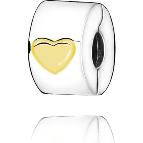 Universal Women gift Fashion Jewelry 925 Sterling Silver Beads With Heart Clip Fit Original Pandora Bracelets DIY Gift