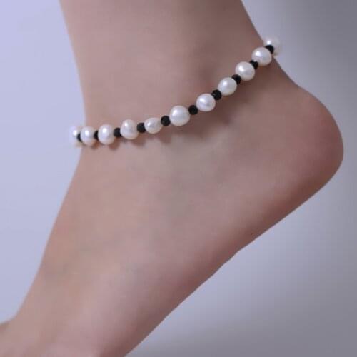 [XF800] Baroque Pearl Anklets Natural Freshwater Pearl Jewelry Fashion 8-9mm Trendy Gift For Party[F210]