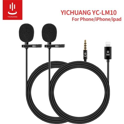 YICHUANG YC-LM10 Lapel Lavalier Microphone Clip-on Shirt Collar Microphone Lightning Mic 1.5M for iPhone iPad Huawei Sumsang
