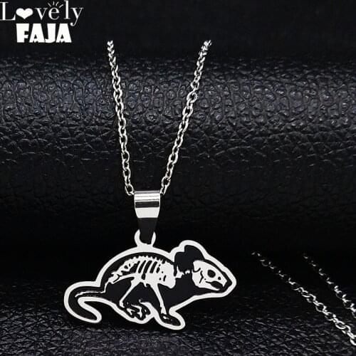 2021 Fashion Mouse Stainless Steel Gothic Necklace Women/Men Silver Color Small Chain Necklace Jewelry cadenas mujer N19871