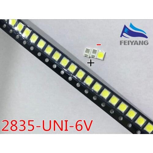 500PCS/lot Original UNI LED 3528 2835 1210 Light Beads High Power 1W 6V Cool white For LED LCD TV Backlight Application