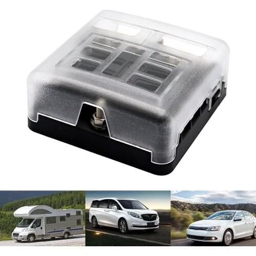 6-Way LED Blade Fuse Box with Negative Bus Bar Car Automotive Marine 12V Confuence Line