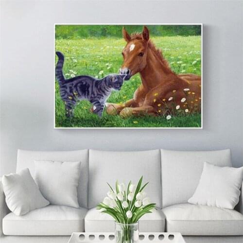 Diy 5D Diamond Embroidery Full Set Horse 5d Diamond Mosaic Sale Animal Daimond-painting Full Round diamond painting horse FG1727