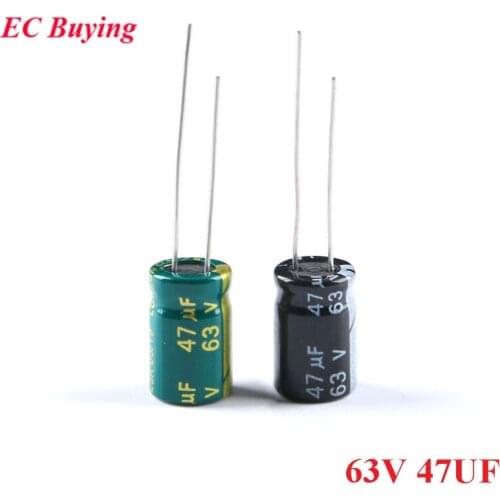 50pcs DIP Electrolytic Capacitor 63V 47UF ± 20% 8*12mm Aluminum Electrolytic Capacitor 8x12mm