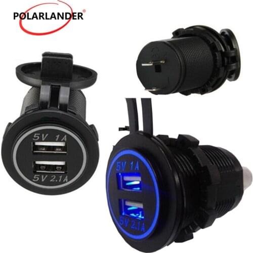 Car Phone Charger Socket Voltage Meter Dual USB 12V/24V 3.1A Voltmeter LED For Motorcycle Car Truck Switch Panel Bule/Green/Red