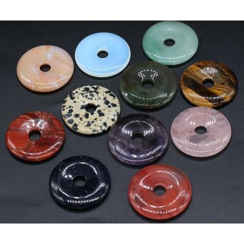 Natural Stone Beads Round Semi-Precious Big-Hole Bead For Jewelry Making DIY Necklace Bracelet Anklet Accessory