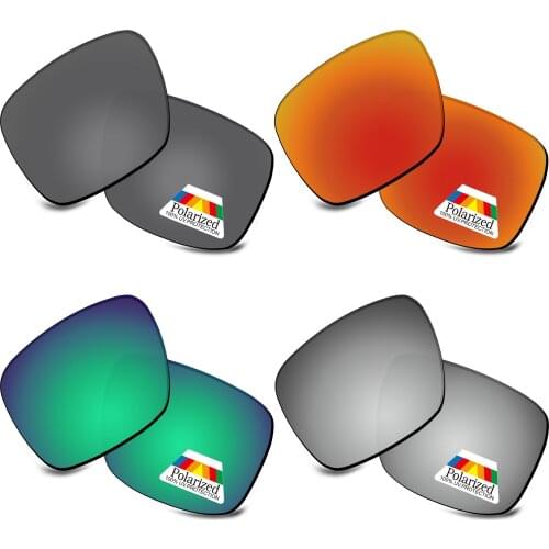 Bwake 4 Pairs Black & Silver & Green & Fire Red Polarized Replacement Lenses for-Oakley Fuel Cell OO9096 Sunglasses Frame