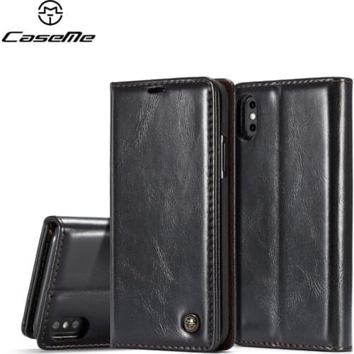 CaseMe for iPhone 11 X XR XS MAX Luxury Vintage Leather Flip Phone Case Card Slot Holder Stand Cover for Apple iPhone 11 Pro