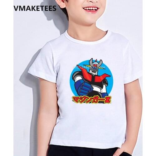 Kids Summer Girls & Boys Cartoon T shirts Japanese Anime Robot Mazinger Z Print Childrens T-shirt Funny Baby Clothes