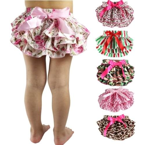 Baby Ruffle Bloomers Layers Diaper Cover Newborn Flower Shorts With Skirts Toddler Cute Summer Satin Pants Baby Tutu Shorts
