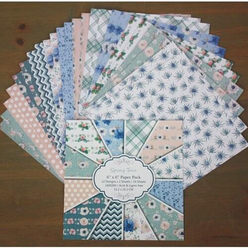 DIY Photo Album Scrapbooking Decorative Papers Sping Times Craft Paper Cutting 6" x 6" Single Side Printed24 pcs/Set