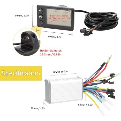 Electric Bike Controller 24V-48V/36V-60V 350W Brushless E-bike Controller with LCD Display Bicycles Motor Scooter Controller