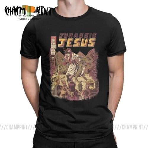 Jurassic Jesus Men T-Shirts Japan Anime Japanese Manga Tees Dragons Monster Retro Games Tops Harajuku Streetwear T Shirts
