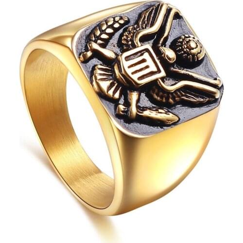 Smooth Mens Black Rings USA Military Badge Eagle Itachi Ring For Men Vintage Punk Stainless Steel Finger Gold Rings For Women