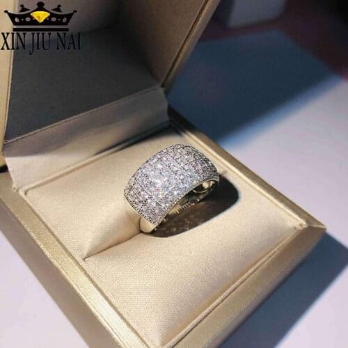 White Gold Ring Sparkling White Zircon Wedding Rings For Women Party Banquet Jewelry Female Birthday Gifts