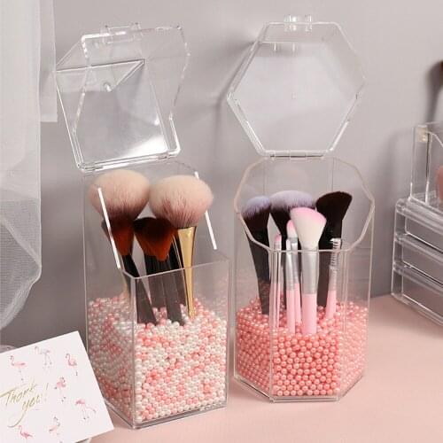 Beauty Pearl Cosmetic Brush Holder Transparent Makeup Brush Storage Box Container Dustproof Makeup Tools Pen Organizer