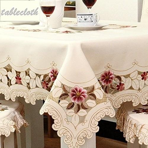 WINLIFE Round Tablecloth 100% Handmade Table Cloth Rectangular Hollow Out Square Table Cover