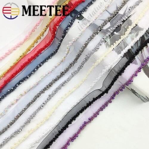 4mx15mm Beaded Lace Trims Mesh Lace Ribbons Clothes Decoration Webbing Tapes Wedding Dress Collar DIY Headband Hair Accessories