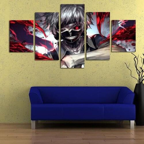 Anime Tokyo Ghoul 5pcs Modular Wall Art Posters Canvas HD Printed Pictures Oil Paintings For Living Room Decoration Home Decor