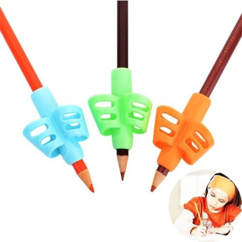 3 Piece Set Two-Finger Pen Holder Silicone Baby Learning Writing Tool Correction Pencil Set Stationery Writing Aid Grip