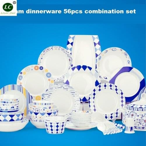 Dinnerware Set Ceramic 46PCS Flat Plates Bowls Soup Spoons luxury design Porcelain Tableware Combination