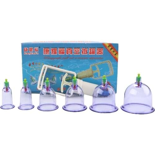 6 Pcs Vacuum Cupping Set Chinese Medical Cupping Cups Vacuum cans Suction Cup Therapy Back Body detox Anti Cellulite Massager