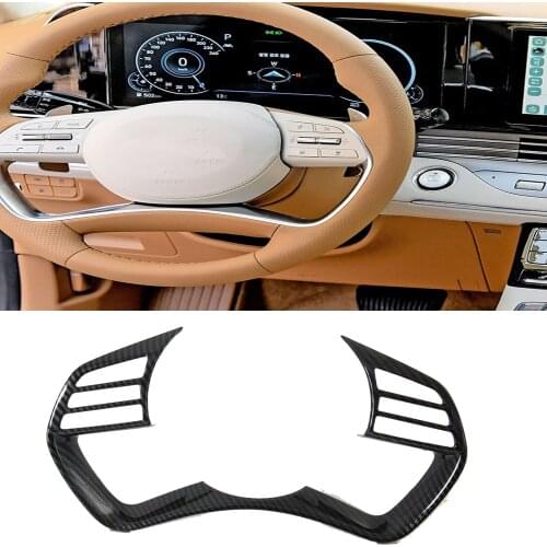 For Hyundai Grandeur 2021 2022 Carbon Fiber Steering Wheel Sequin Cover Trim Strip Auto Interior Decoration Accessories