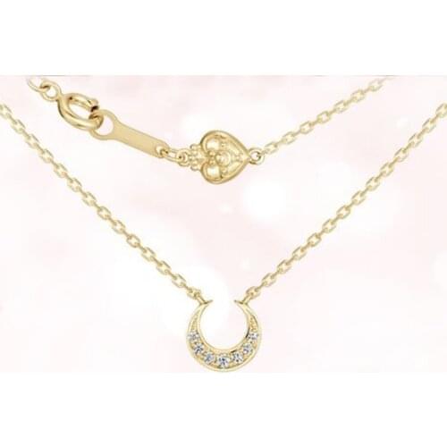 Japan Anime Sailor 925 Sterling Silver Moon Shape Pendant Necklace For Women Girls Cosplay Jewelry Couple Lovers Birthday Gift