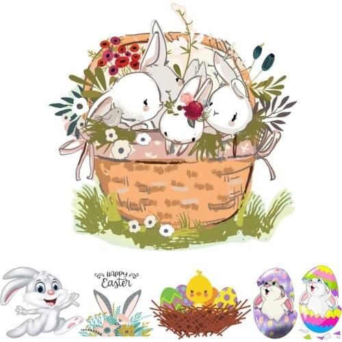 Easter decoration Wall stickers Cartoon Lovely Rabbits Wall Stickers Living Room Kids Room Home Decor Wall Decal Murals Nursery