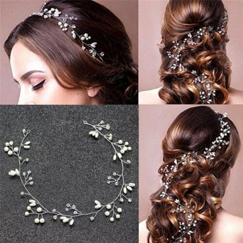 1pcs Fashion Vintage Pearls Leaves Sweet Wedding Bridal Headband Bride Headpieces Bridesmaid Hair Headdress