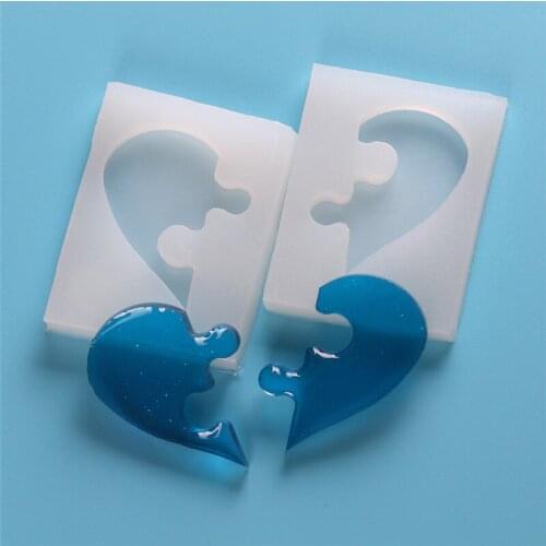 Mold Puzzle Pendant Craft Heart Silicone Mould Necklace Jewelry Resin Casting