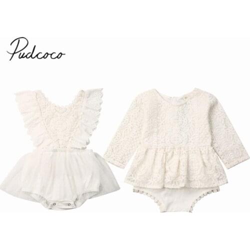 Pudcoco 2020 Newborn Baby Girl Romper Flower Lace Bodysuit Jumpsuit Tutu Dress Outfit Clothes