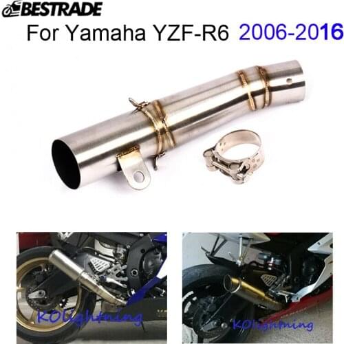 R6 Motorcycle Exhaust Middle Connector Link Pipe Mid Tube for Yamaha YZF R6 2006-2020 Stainless Steel Slip On 60mm Muffler Tips