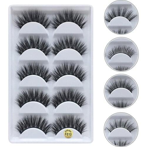 5 Pairs Handmade Real Mink Eyelashes Full volume False Eyelashes Thick Long Lashes Full Strip Lashes Cruelty Free Fake Eyelashes