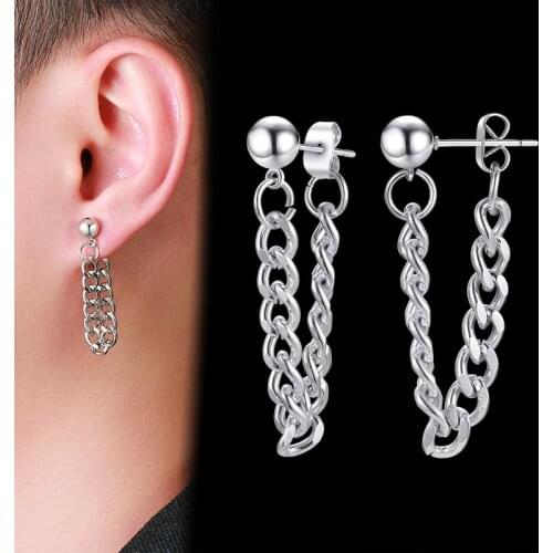 Cuban Chain Stud Earring for Men Stainless Steel Jewelry