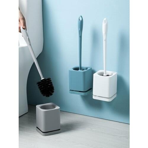 Long-Handled Toilet Brush Household Bathroom No Dead Ends Toilet Brush Cleaning Kit With Wall-Mounted Storage Rack