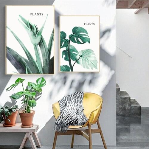 Modern Nordic Canvas Painting Green Plant Print Picture Plant Wall Art Home Decor Poster Living Room Kid Bedroom Decor Painting