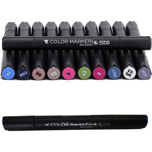 STA 1Pcs Optional 128 Colors Sketch Markers Alcohol Ink Pen Dual Head Professional Art Markers For Mangs Office School Supplies