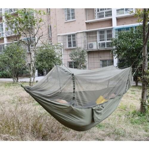 Swift 250x135cm Portable Army Green High Strength Parachute Nylon Camping Mosquito Hammock With Mosquito Nets