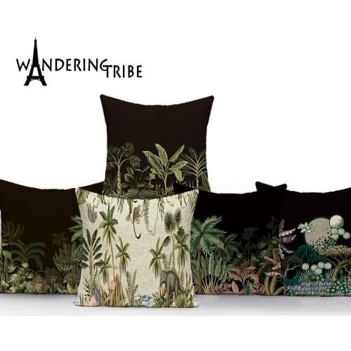Tropical Cushions Cover Covers Jungle Flamingo Home Decoration Plant Pillow Elephant Linen Pillow Case Sofa Cushion Funda Cojin