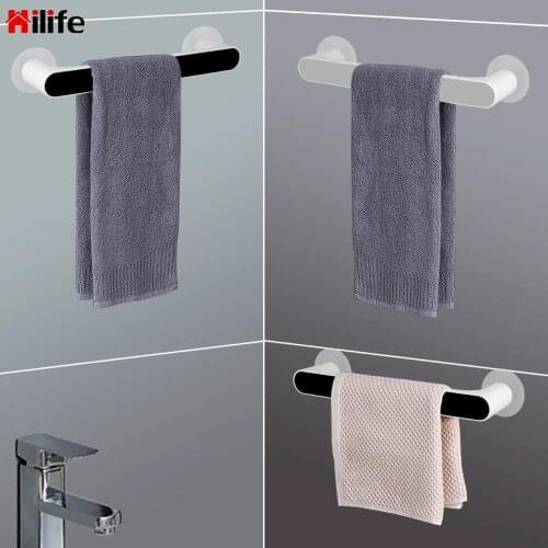 Bathroom Organizer Wall Mounted Towel Hanger Self-adhesive Towel Rack Kitchen Bathroom Shelf Punch Free Towel Bar